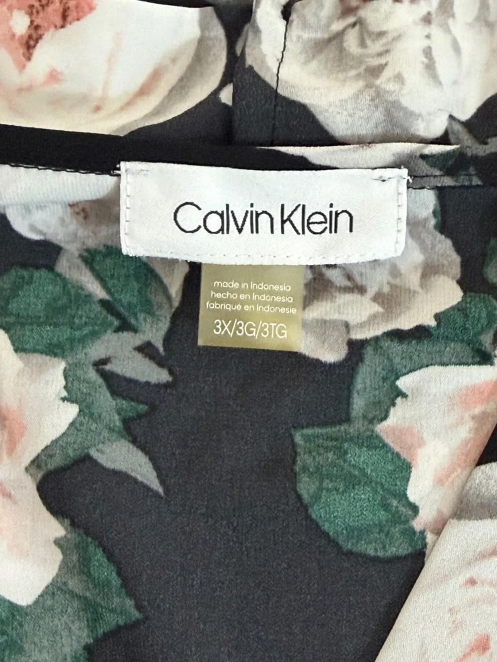 Calvin Klein Black Floral Wrap-Style Flutter Sleeve Blouse - Picture 8 of 9